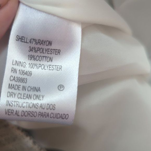 TAHARI ASL Tweed Cream & Silver Sparkle Jacket Blazer 14 Black Accent Buttons - Picture 6 of 12